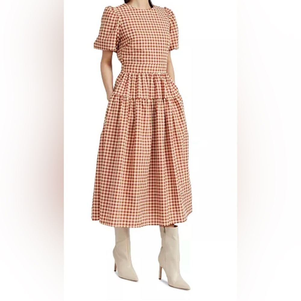 En Saison Red and White A-Line Skirt